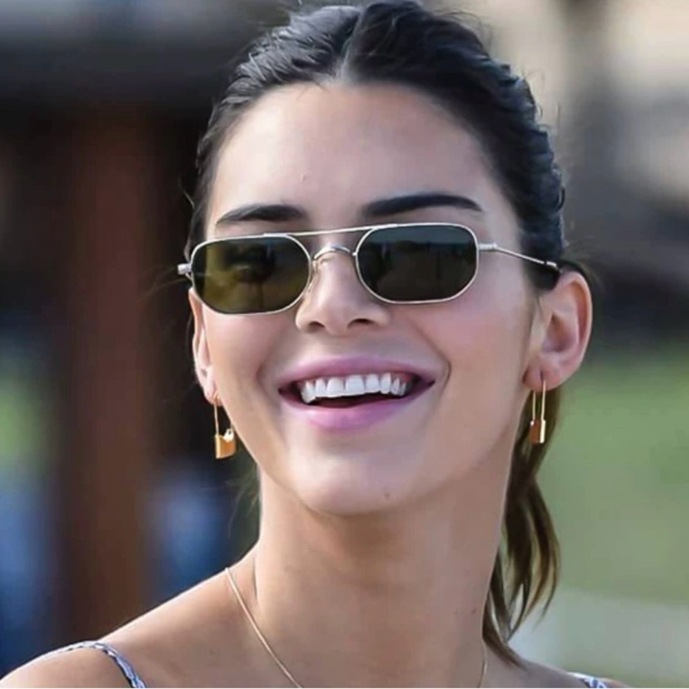 Gold safety pin earrings